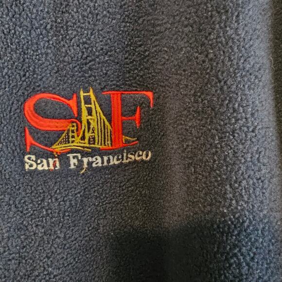 Vintage San Francisco Fleece Jacket Men 2X Blue Full Zip Retro Streetwear Skater - Picture 2 of 9